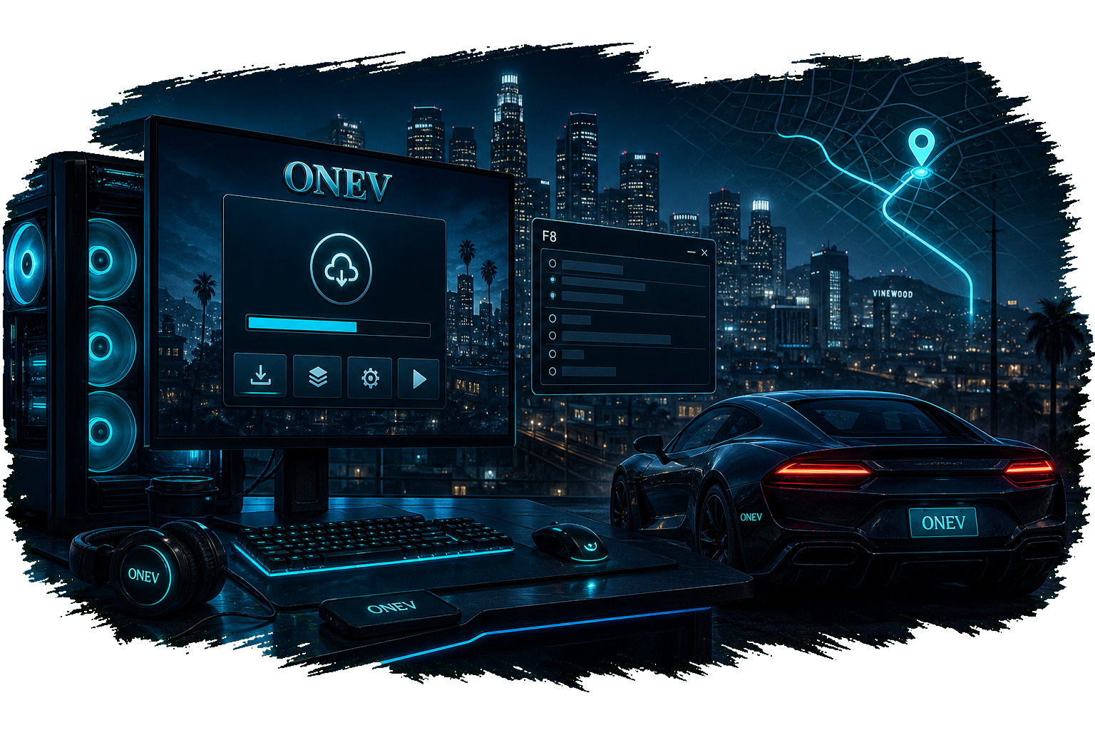 ONEV FiveM Verbindung mit Gaming-PC, Serverliste und GTA 5 Roleplay Stadt