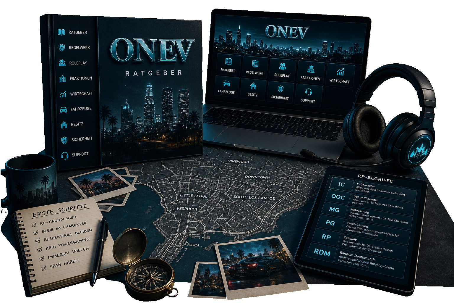ONEV Ratgeber mit GTA 5 Roleplay Notizen, Setup-Hinweisen und Community-Wissen