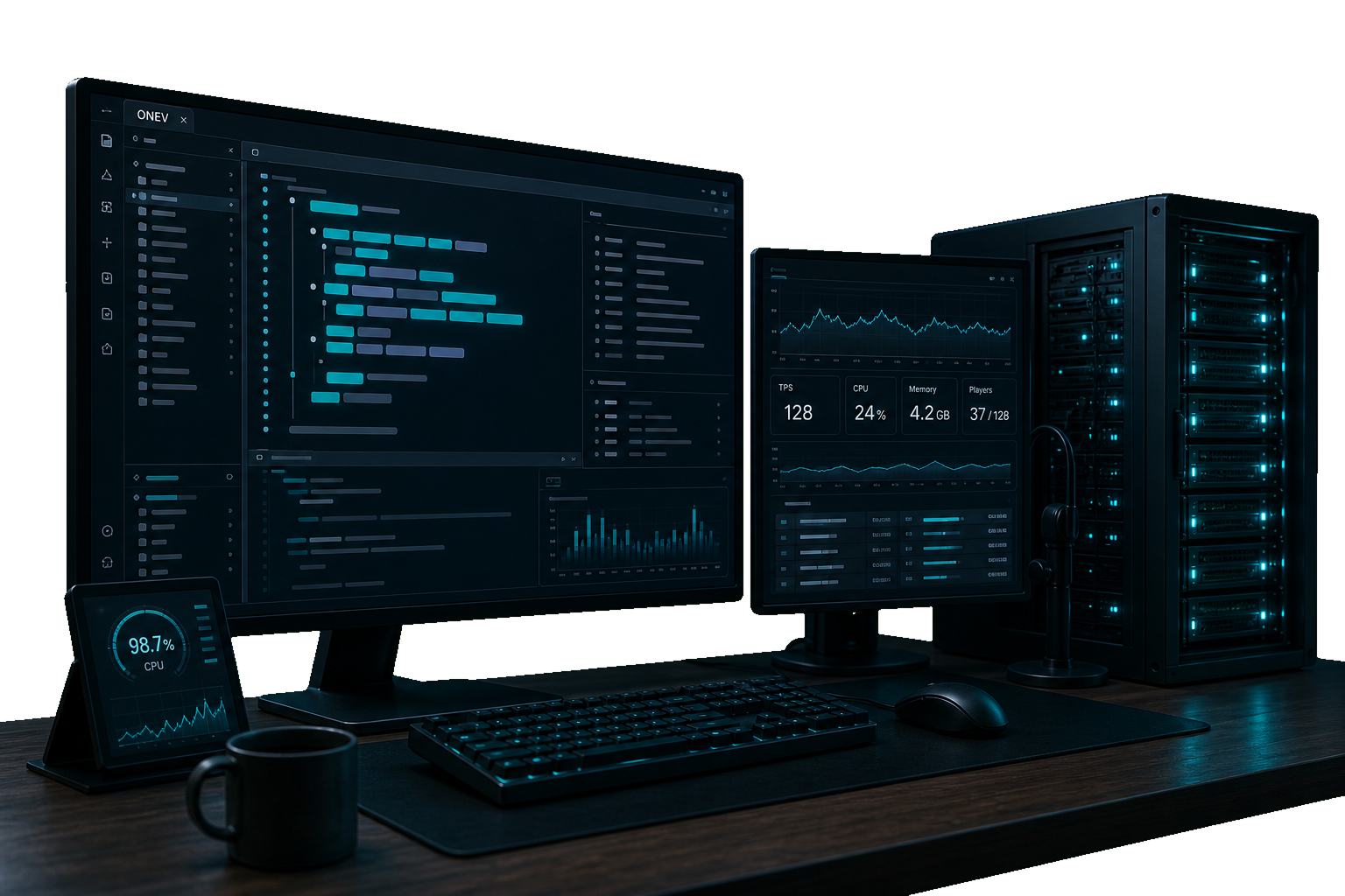 FiveM Scripts und FiveM Development mit Code-Editor, Server-Monitoring und Performance-Dashboard